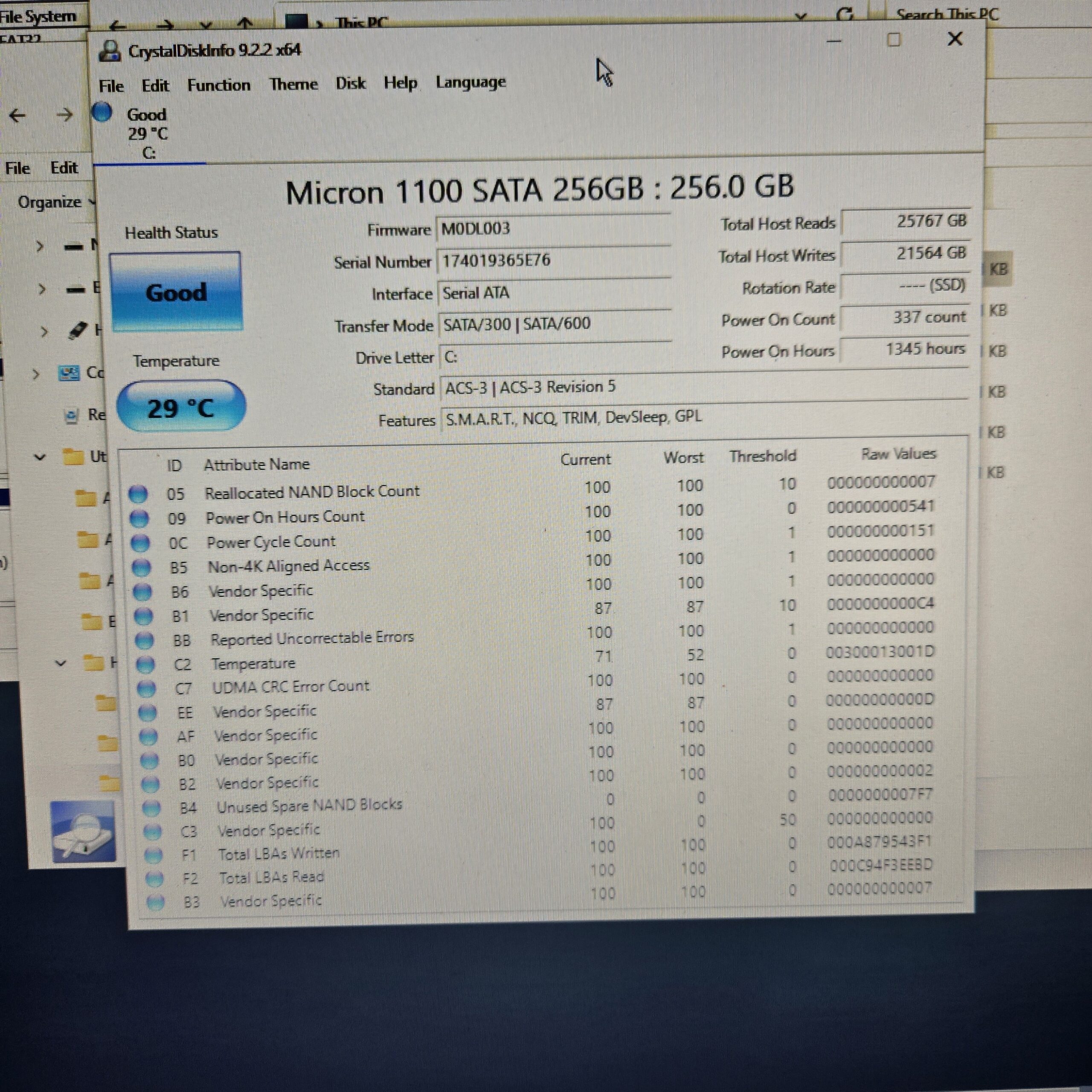 Micron 256GB 2.5" SATA SSD MTFDDAK256TBN Tested Good Health Low Hours - Image 3