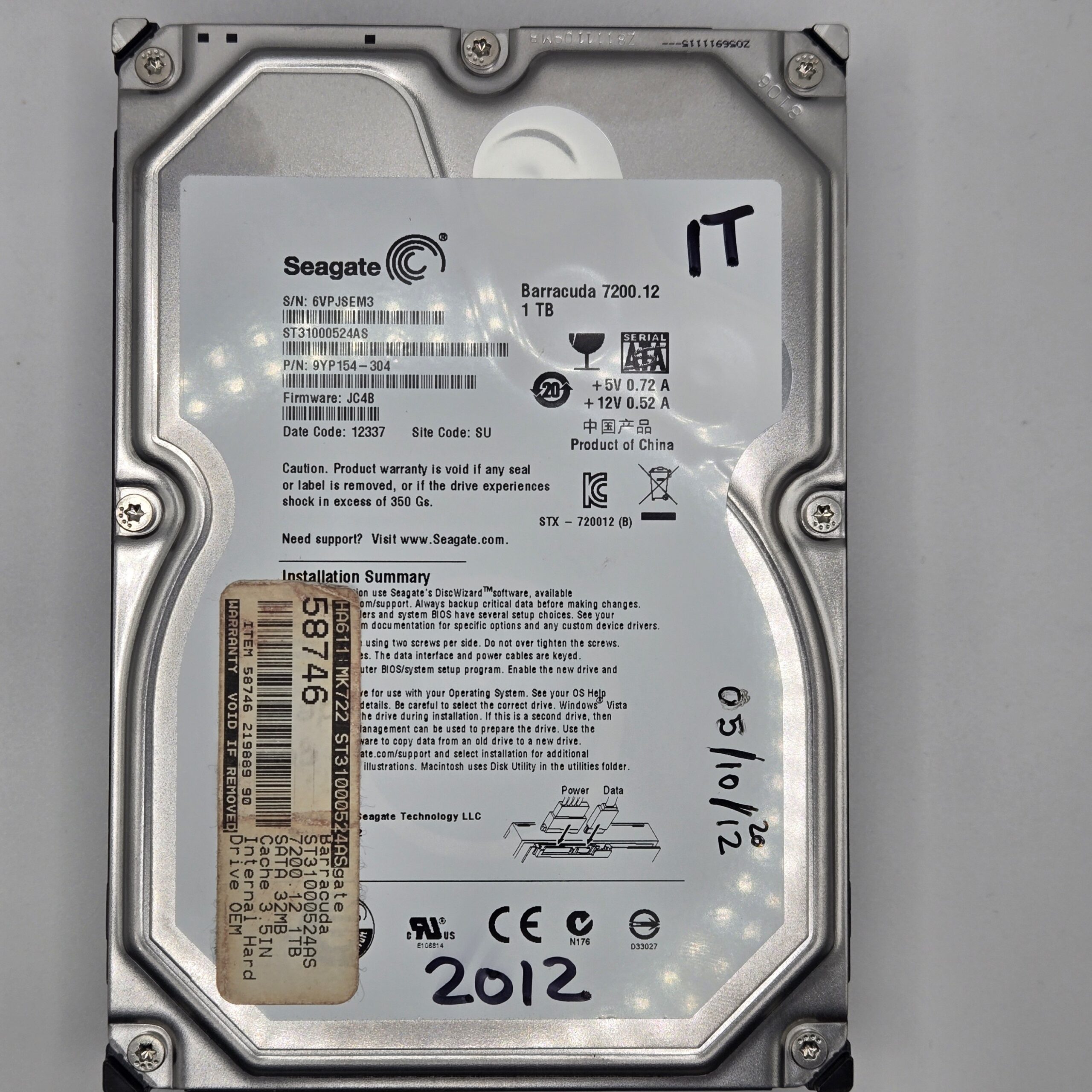 Seagate Barracuda 1TB ST31000524AS 3.5" SATA HDD Internal Hard Drive Tested Good