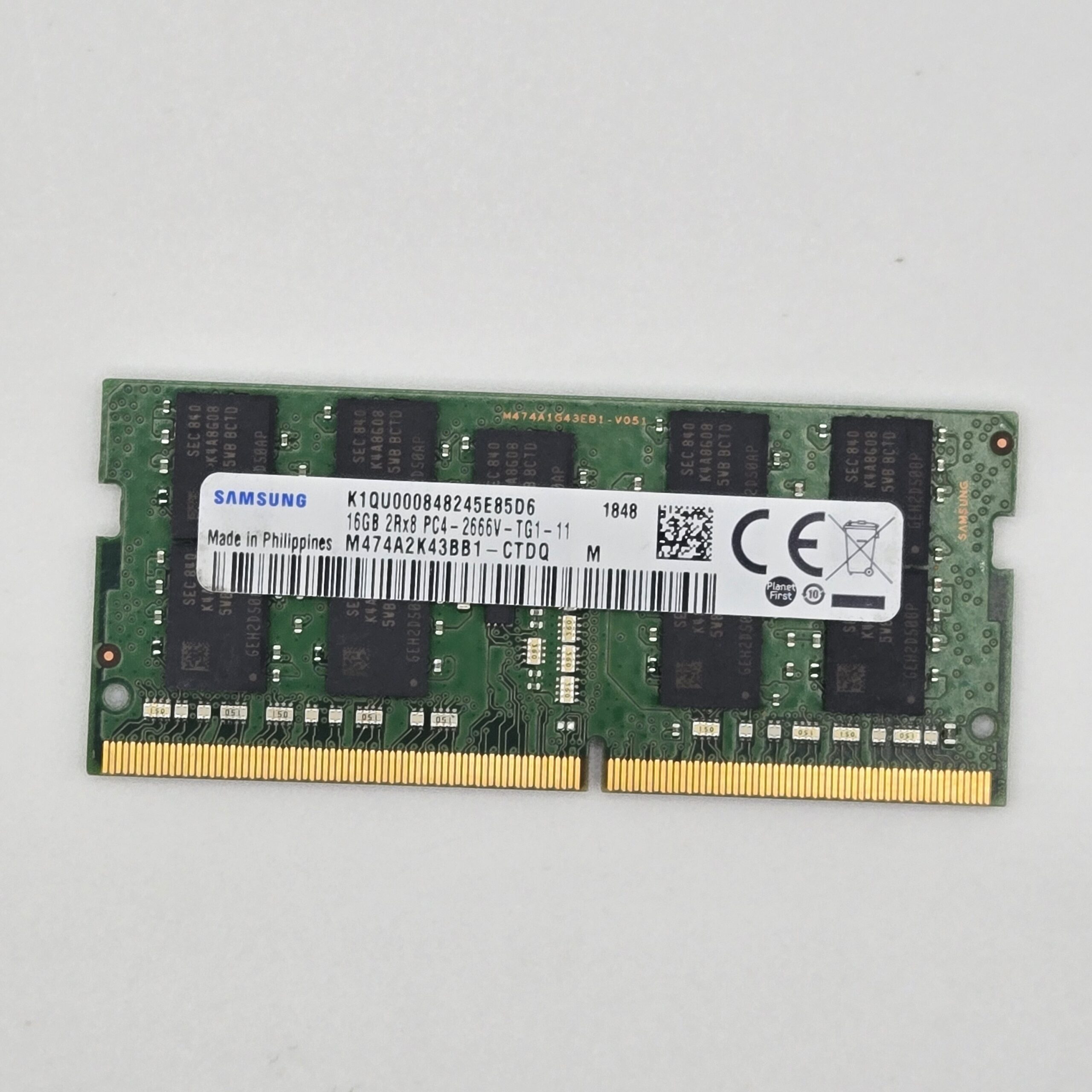 Samsung 16GB DDR4 2666MHz PC4-2666V SODIMM Laptop RAM (M474A2K43BB1)